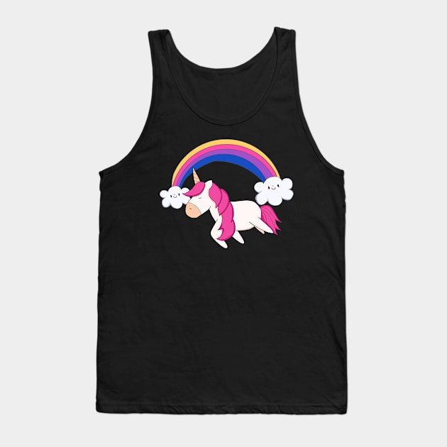 Kawaii Unicorn with Rainbow, Love Unicorns Tank Top by dukito